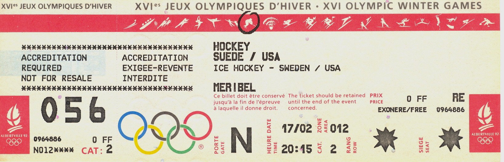 1992 Albertville Ticket