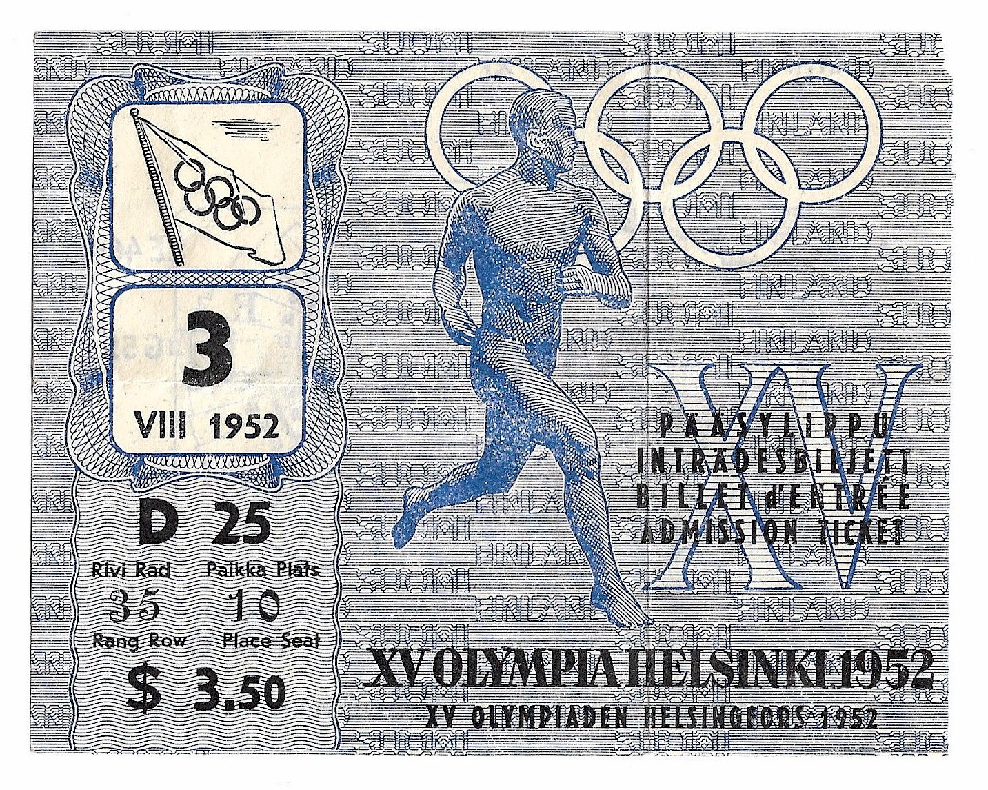 1952 Helsinki Ticket