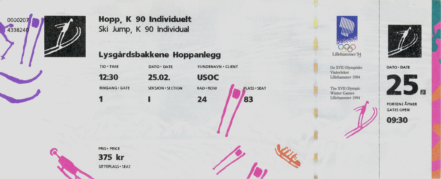 1994 Lillehammer Ticket
